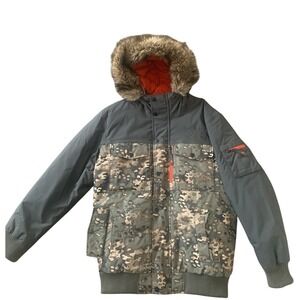 The North Face GOOSE DOWN Men's Large Winter Puffer Jacket Camouflage Orange
